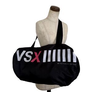 Victoria’s Secret VSX Sport Black/Pink Duffle Bag Gym Travel Lightweight Chic